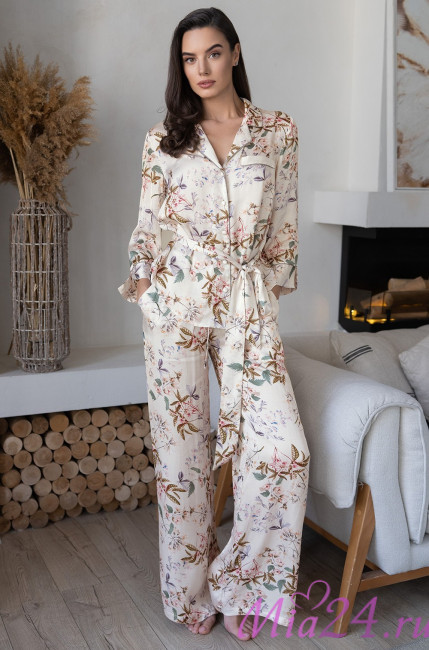 Комплект домашний женский из шелка с вискозой Mia-Amore "Amely" 5075 молочный Комплект домашний женский из шелка с вискозой Mia-Amore "Amely" 5075 молочный