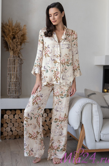 Комплект домашний женский из шелка с вискозой Mia-Amore "Amely" 5075 молочный Комплект домашний женский из шелка с вискозой Mia-Amore "Amely" 5075 молочный