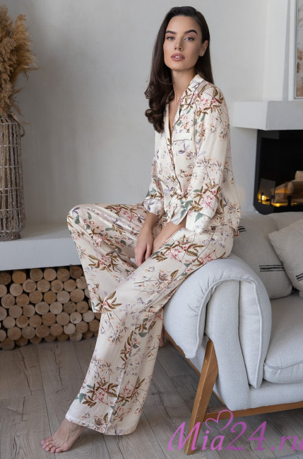 Комплект домашний женский из шелка с вискозой Mia-Amore "Amely" 5075 молочный Комплект домашний женский из шелка с вискозой Mia-Amore "Amely" 5075 молочный