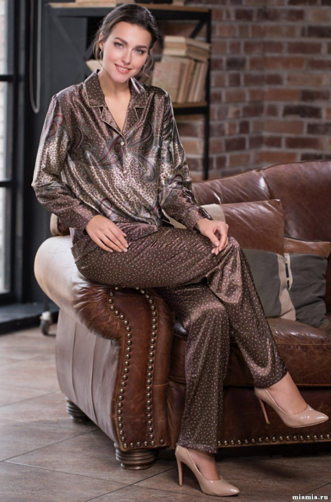 Комплект домашний женский Mokka(Мокка) 3326 'Mia-Amore' - блуза и брюки, шелк