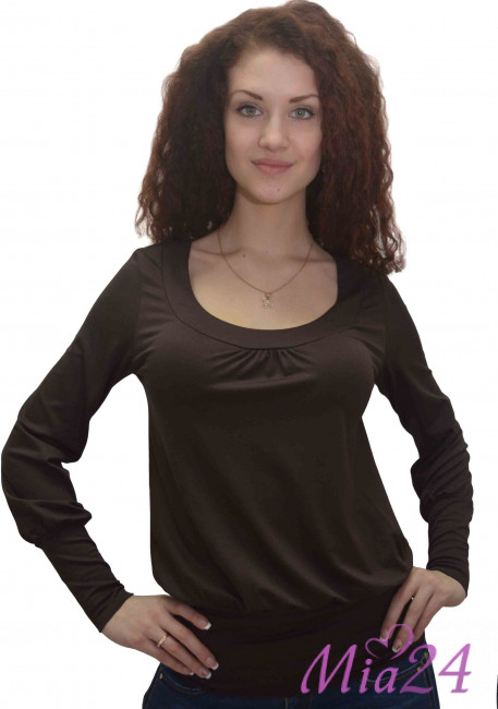 Туника женская с длинным рукавом Серебряная ладья 009 шоколад