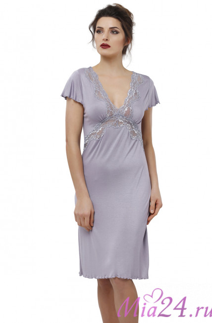 Сорочка женская из вискозы с коротким рукавом  "Reina" 22164 кофейный Сорочка женская из вискозы с коротким рукавом  "Reina" 22164 кофейный