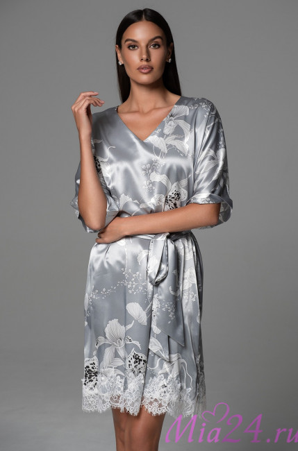 Туника женская Arabel 4357 'Mia-Amore' - серебристая, с кружевом и карманами Туника женская Arabel 4357 'Mia-Amore' - серебристая, с кружевом и карманами