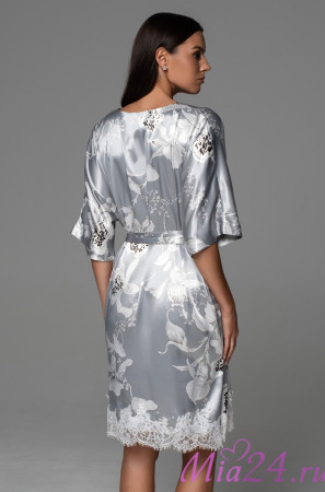 Туника женская Arabel 4357 'Mia-Amore' - серебристая, с кружевом и карманами 