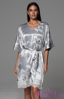 Туника женская Arabel 4357 'Mia-Amore' - серебристая, с кружевом и карманами 