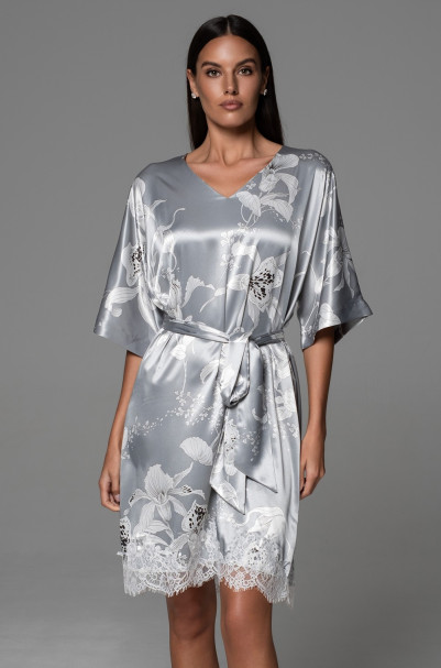 Туника женская Arabel 4357 'Mia-Amore' - серебристая, с кружевом и карманами 