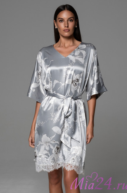 Туника женская Arabel 4357 'Mia-Amore' - серебристая, с кружевом и карманами Туника женская Arabel 4357 'Mia-Amore' - серебристая, с кружевом и карманами