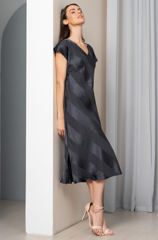 Платье-туника Ilona(Илона) 7548, Mia-Amore, графит, жаккард в полоску