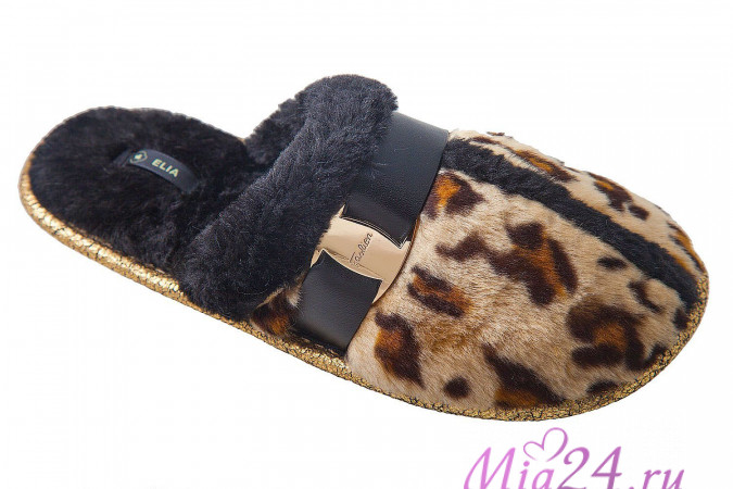 KT-57128 Тапочки домашние "Темный леопард"