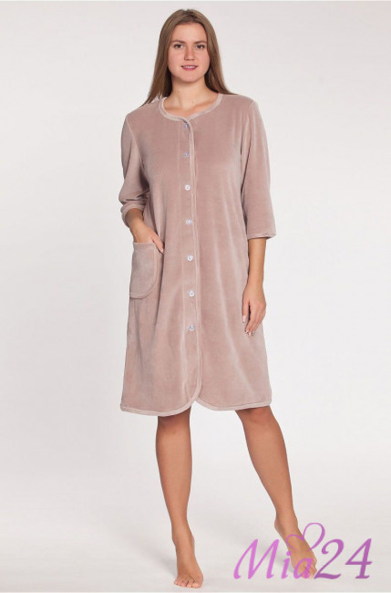 Халат домашний велюровый "Весталия" 3764 пудровый Халат домашний велюровый "Весталия" 3764 пудровый