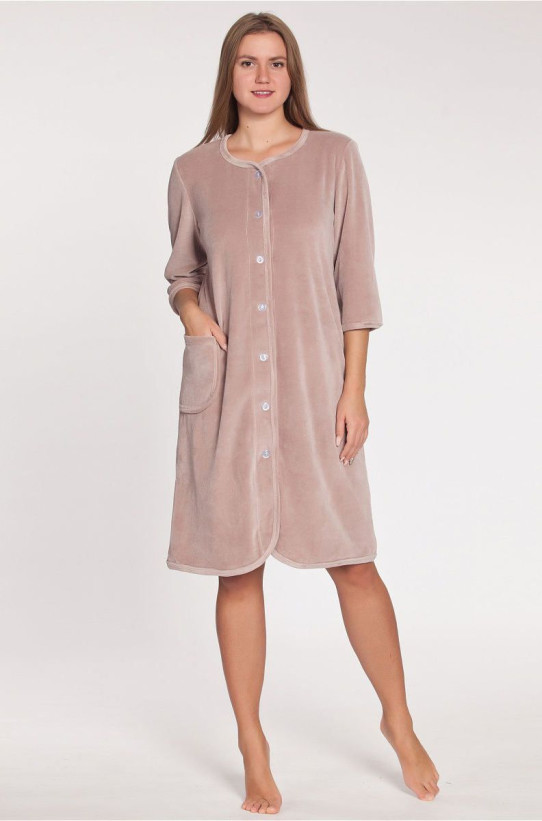 Халат домашний велюровый "Весталия" 3764 пудровый