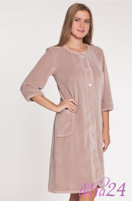 Халат домашний велюровый "Весталия" 3764 пудровый Халат домашний велюровый "Весталия" 3764 пудровый