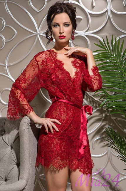 Халат кружевной Mia-Amore "Chanel" 2023 бордовый