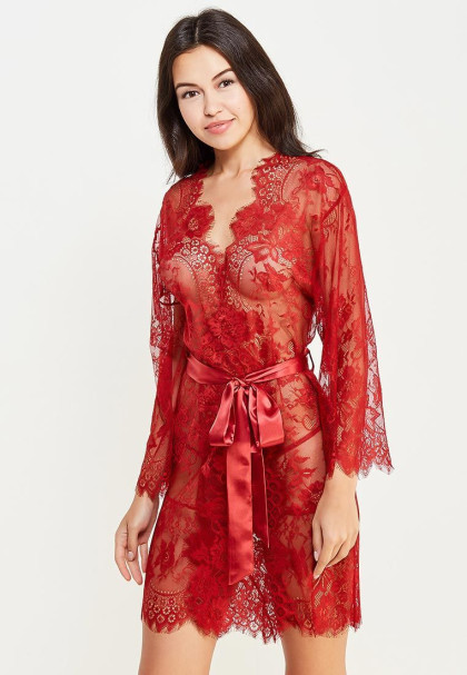 Халат кружевной Mia-Amore "Chanel" 2023 бордовый