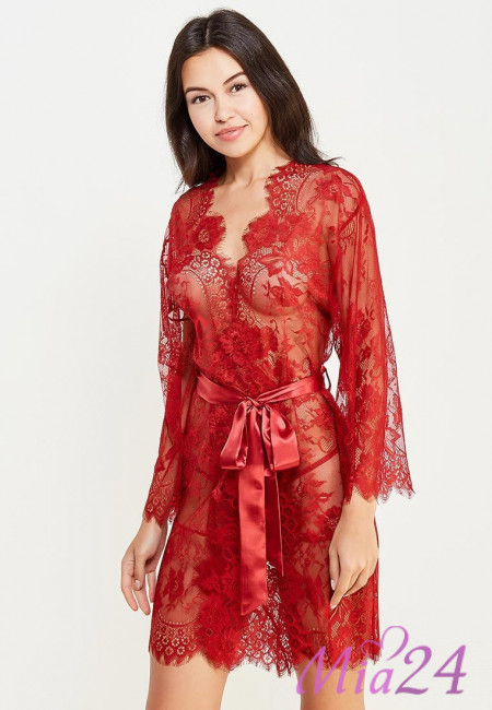 Халат кружевной Mia-Amore "Chanel" 2023 бордовый