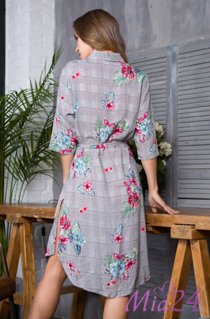 Туника домашняя на пуговицах из вискозы Mia-Mia "Alice" 16323 серый Туника домашняя на пуговицах из вискозы Mia-Mia "Alice" 16323 серый