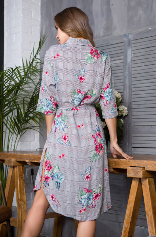 Туника домашняя на пуговицах из вискозы Mia-Mia "Alice" 16323 серый 