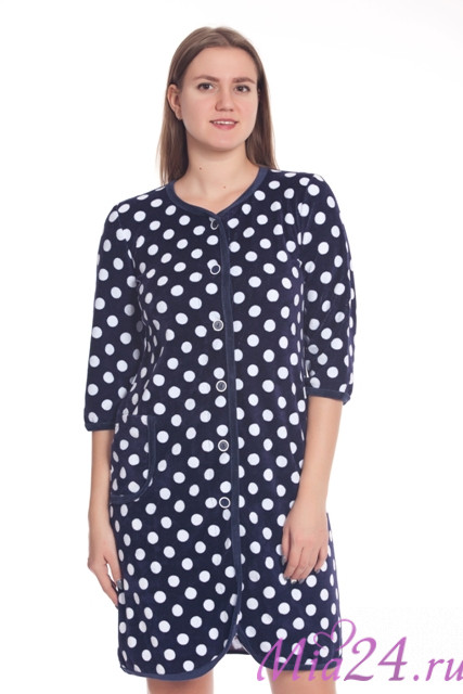 Халат домашний велюровый на пуговицах"Весталия" 3764 синий Халат домашний велюровый на пуговицах"Весталия" 3764 синий