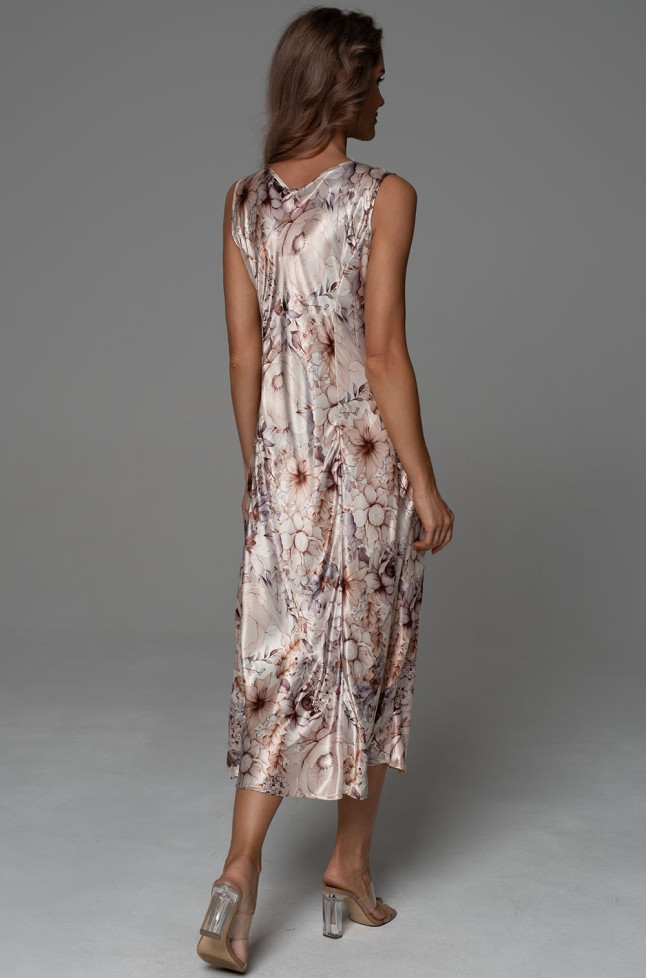 Сорочка длинная женская Laurel 4788 'Mia-Amore' - с вертикальными рельефами, на широких бретелях, шелковая