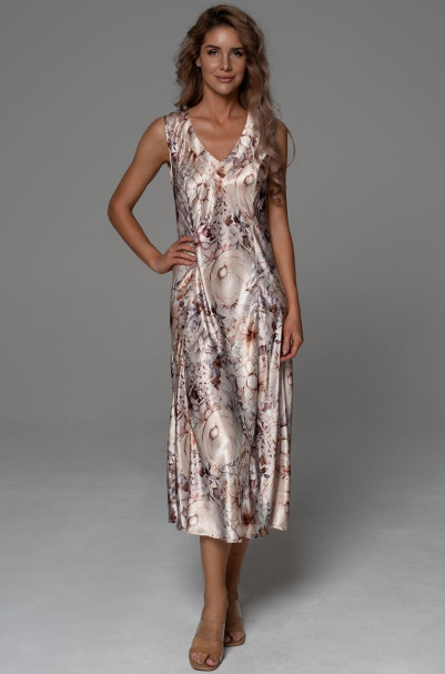 Сорочка длинная женская Laurel 4788 'Mia-Amore' - с вертикальными рельефами, на широких бретелях, шелковая