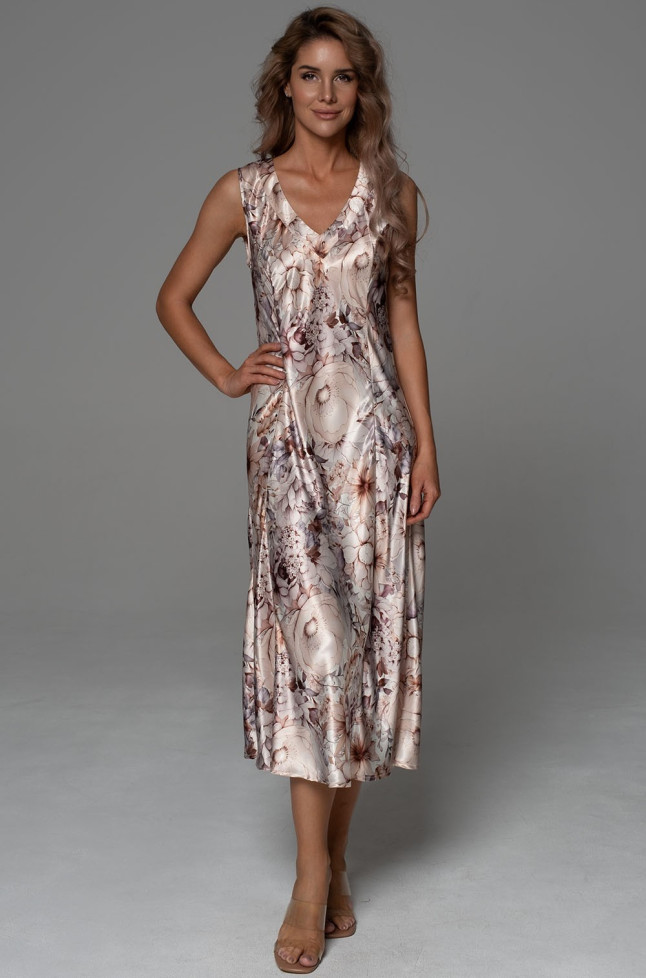 Сорочка длинная женская Laurel 4788 'Mia-Amore' - с вертикальными рельефами, на широких бретелях, шелковая