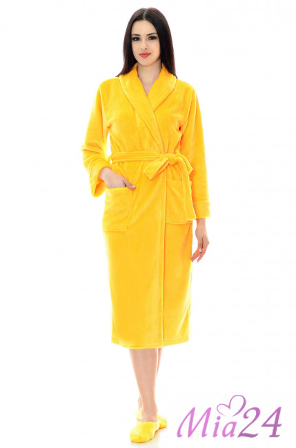 Домашний халат женский длинный из микрофибры S-Family 68-C желтый Домашний халат женский длинный из микрофибры S-Family 68-C желтый