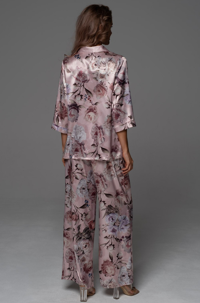 Комплект-двойка женский Philomena 4856 'Mia-Amore' - жакет на пуговицах и брюки, шелковый, с атласным кантом  