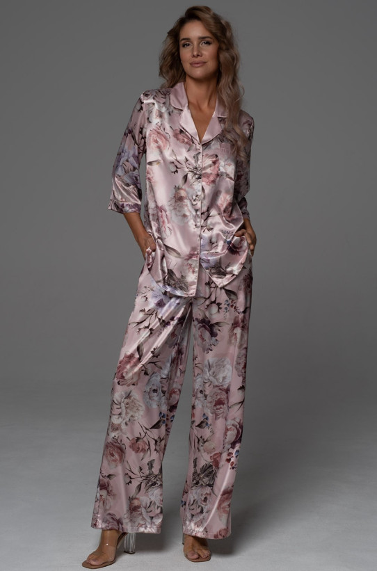 Комплект-двойка женский Philomena 4856 'Mia-Amore' - жакет на пуговицах и брюки, шелковый, с атласным кантом  