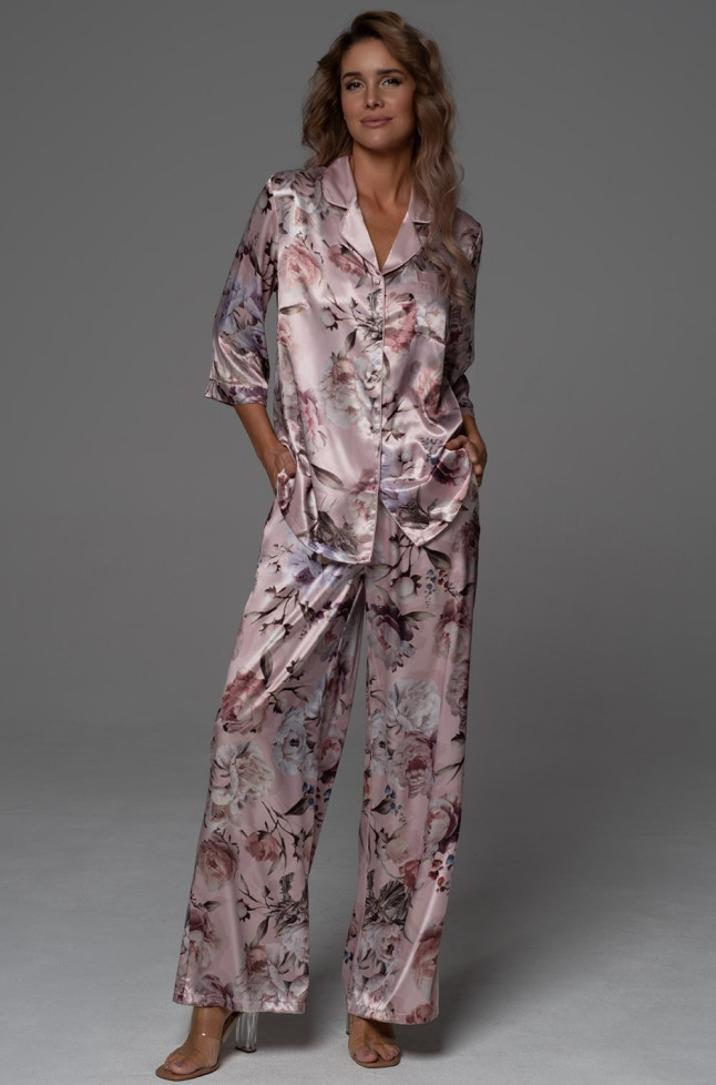 Комплект-двойка женский Philomena 4856 'Mia-Amore' - жакет на пуговицах и брюки, шелковый, с атласным кантом  