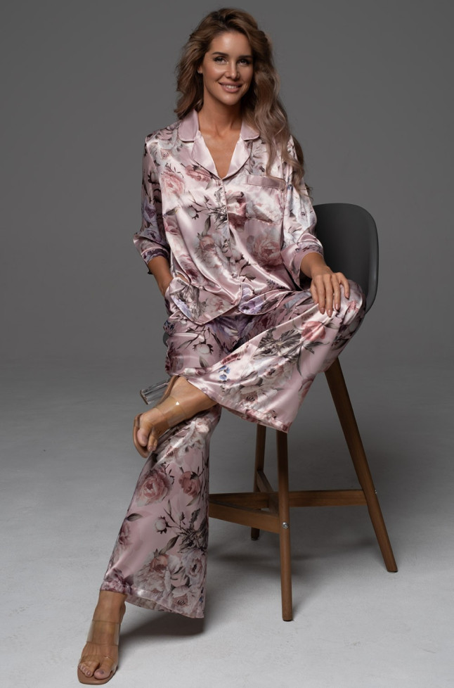 Комплект-двойка женский Philomena 4856 'Mia-Amore' - жакет на пуговицах и брюки, шелковый, с атласным кантом  