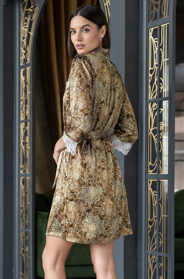 Халат-рубашка шелковый на пуговицах Mia-Amore "Cappuccino" 3117