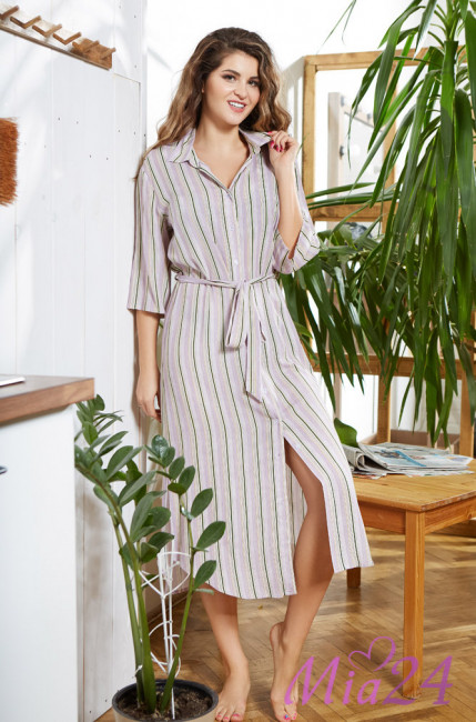 Халат женский большого размера Mia-Mia "Noemi" 16413 сиреневый Халат женский большого размера Mia-Mia "Noemi" 16413 сиреневый