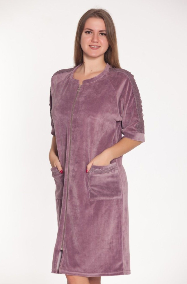 Халат домашний велюровый сиреневый "Весталия" 3176