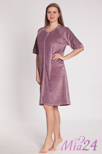 Халат домашний велюровый сиреневый "Весталия" 3176 Халат домашний велюровый сиреневый "Весталия" 3176