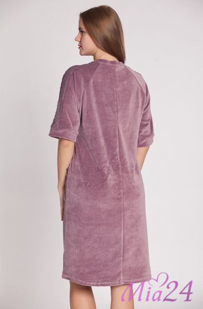 Халат домашний велюровый сиреневый "Весталия" 3176 Халат домашний велюровый сиреневый "Весталия" 3176