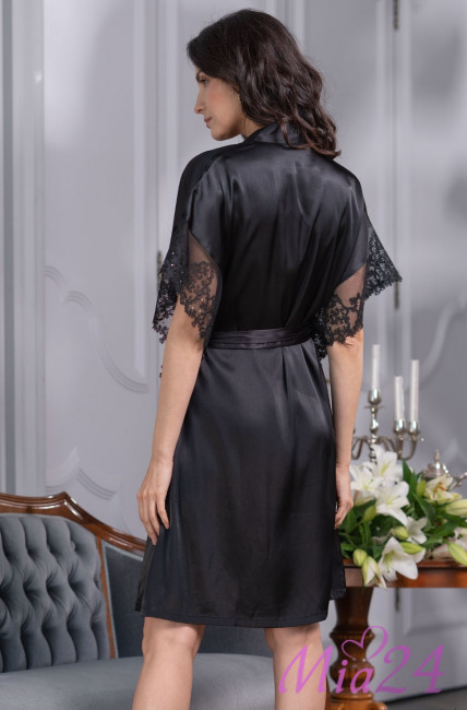 Халат женский шелковый Mia-Amore "White Swan" 3557 черный Халат женский шелковый Mia-Amore "White Swan" 3557 черный