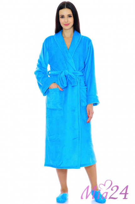 Домашний халат женский махровый S-Family 68-C голубой Домашний халат женский махровый S-Family 68-C голубой