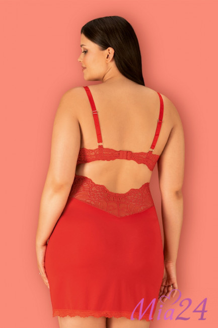 Сорочка с кружевом и трусиками-стринг Obsessive  Loventy эротическое 