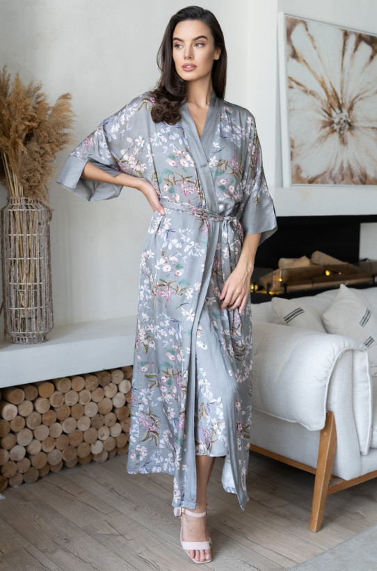 Халат женский из шелка с вискозой Mia-Amore "Amely" 5049 серый