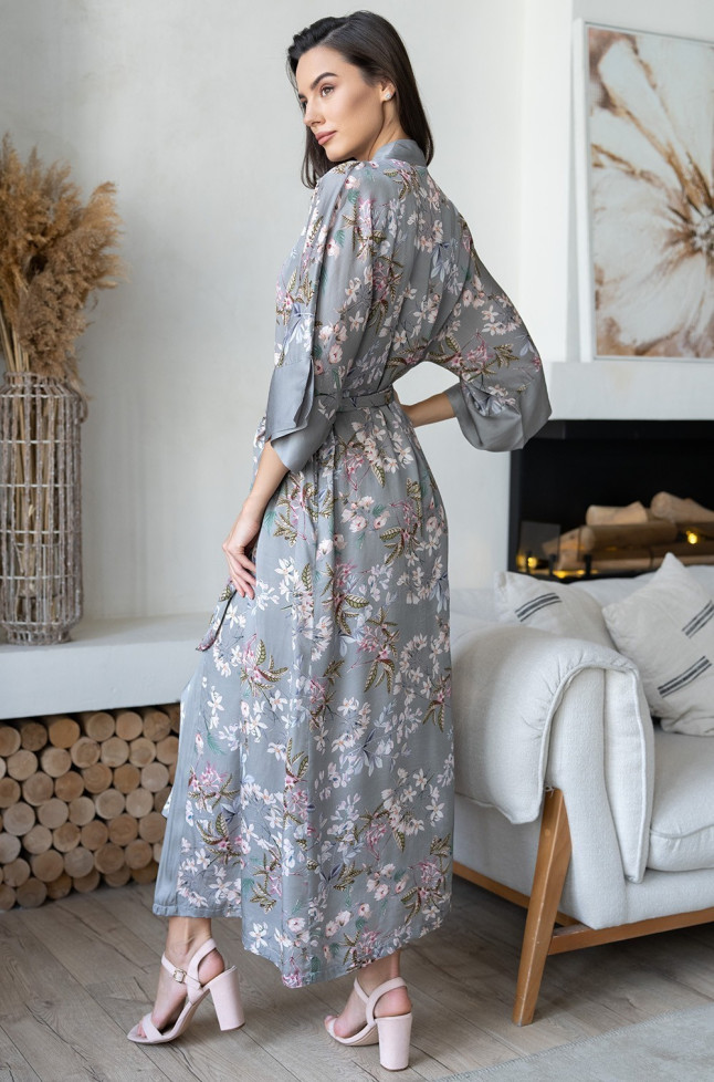 Халат женский из шелка с вискозой Mia-Amore "Amely" 5049 серый  