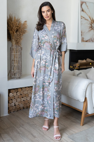 Халат женский из шелка с вискозой Mia-Amore "Amely" 5049 серый