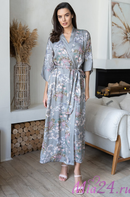 Халат женский из шелка с вискозой Mia-Amore "Amely" 5049 серый  