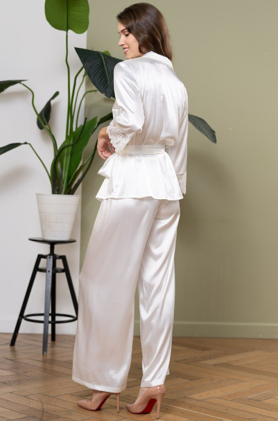 Комплект домашний женский шелковый Mia-Amore "White Swan" 3556 молочный