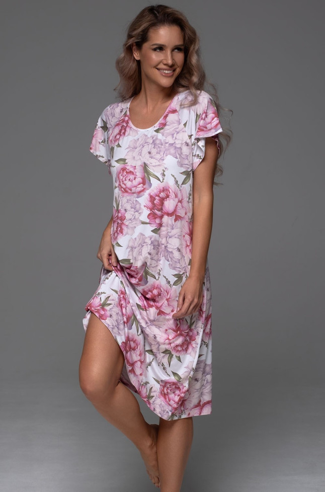 Сорочка длинная женская Abbey 5558 'Mia-Amore' - с коротким рукавом, из вискозного трикотажа