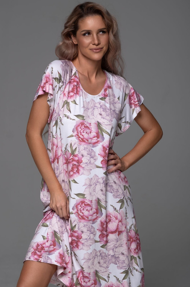 Сорочка длинная женская Abbey 5558 'Mia-Amore' - с коротким рукавом, из вискозного трикотажа