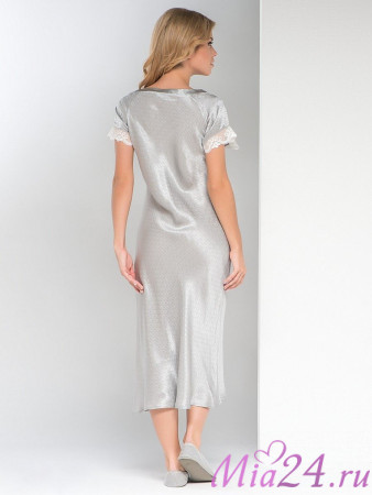 Сорочка длинная шелковая с коротким рукавом Mia-Mia "Brezza" 15008 серый