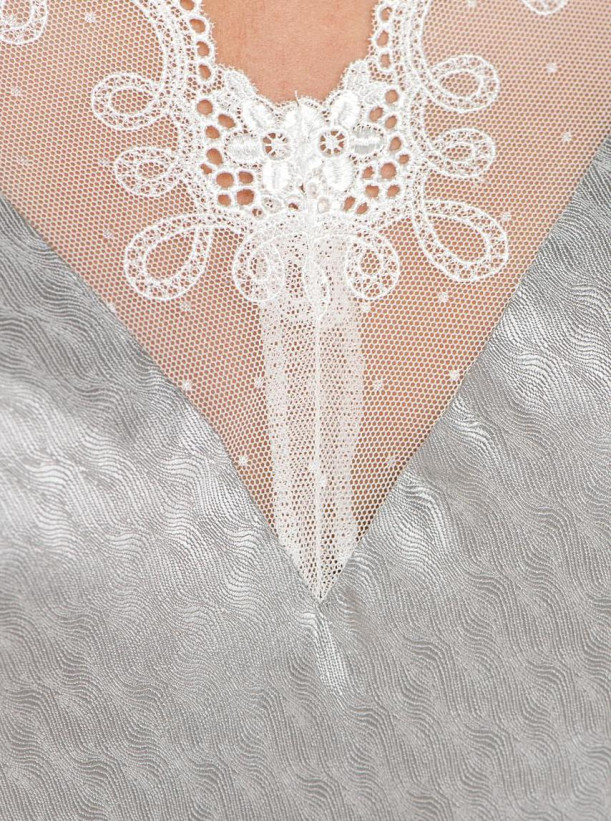 Сорочка длинная шелковая с коротким рукавом Mia-Mia "Brezza" 15008 серый