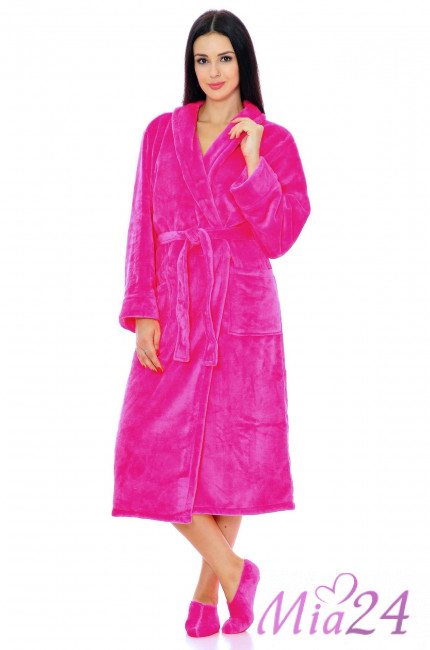 Махровый женский халат для дома длинный S-Family 68-C малиновый