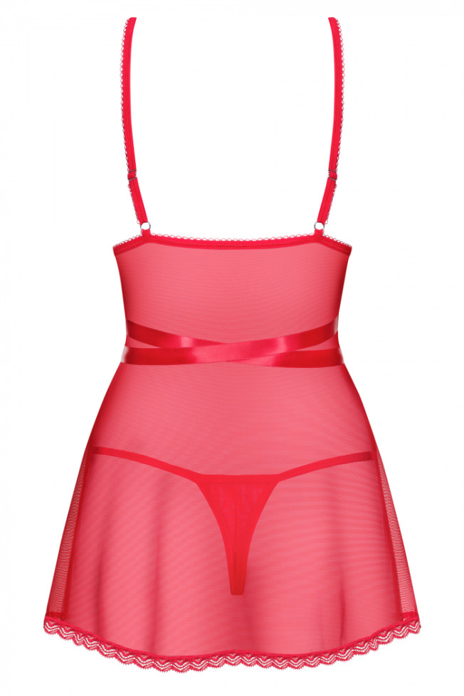 Сексуальная сорочка бебидолл с кружевом и трусиками-стринг Obsessive  Lovlea эротическое 