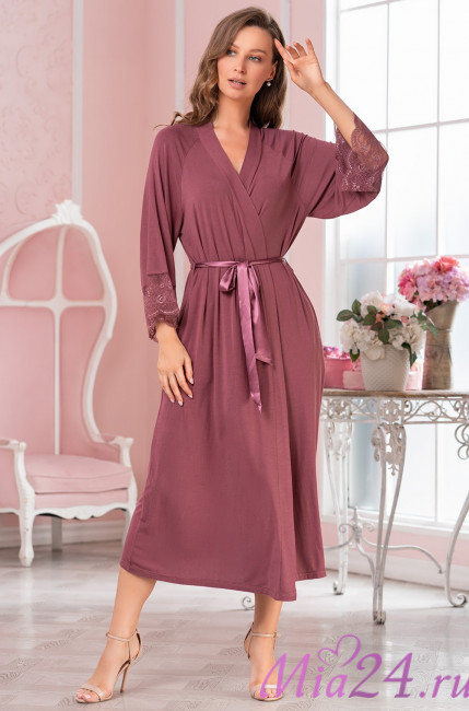 Халат длинный женский из вискозы Mia-Amore "Leticia" 1679 какао 